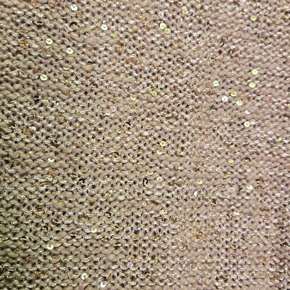 Chicos Gold Sequin Knit Sweater Size 1 M Metallic Holiday Party New Years - Picture 5 of 6